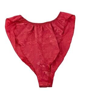 Vintage Victoria's Secret Jacquard Rose Pink Satin High Cut Tap Flutter Womens M